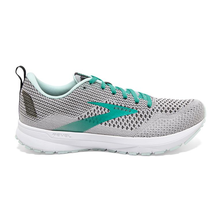 Brooks Revel 4 Women's Road Running Shoes - Grey/Fair Aqua/Black (30278-XNBF)
